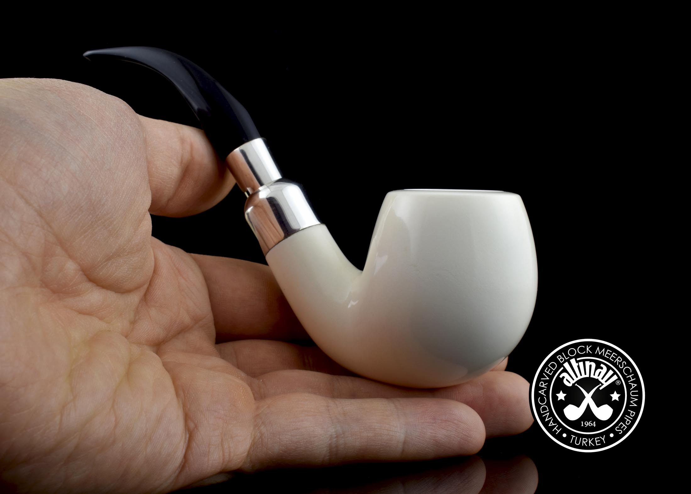 altinay-spigot-bent-billiard-meerschaumpfeife-silber-3 image 6