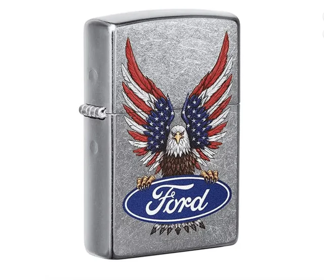 zippo-ford-logo-eagle-feuerzeug-street-chrome-benzin image 1