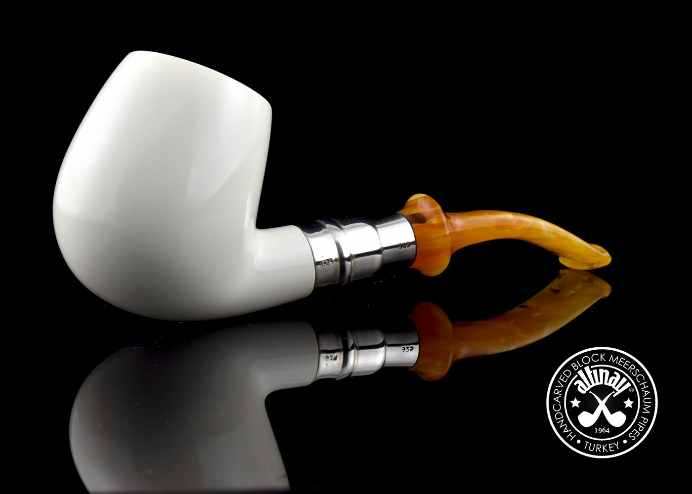 altinay-spigot-bent-billiard-meerschaumpfeife-silber-5 image 6