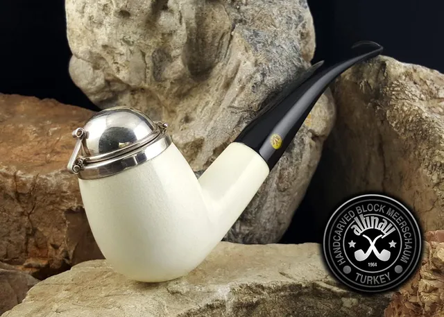 altinay-classic-bent-meerschaumpfeife-mit-silberdeckel image 1