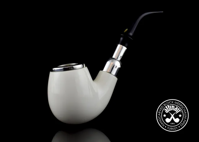 altinay-spigot-brandy-bent-tabakpfeife-meerschaum-silberschmuck image 1