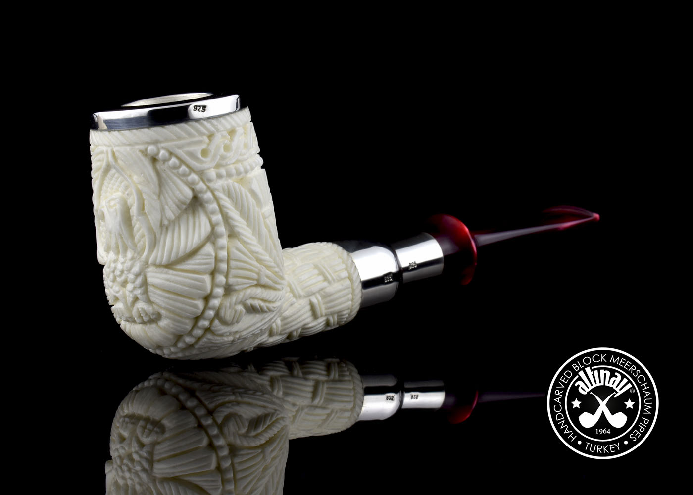 altinay-eagle-s-claw-billiard-spigot-meerschaumpfeife-adler-silberring image 2