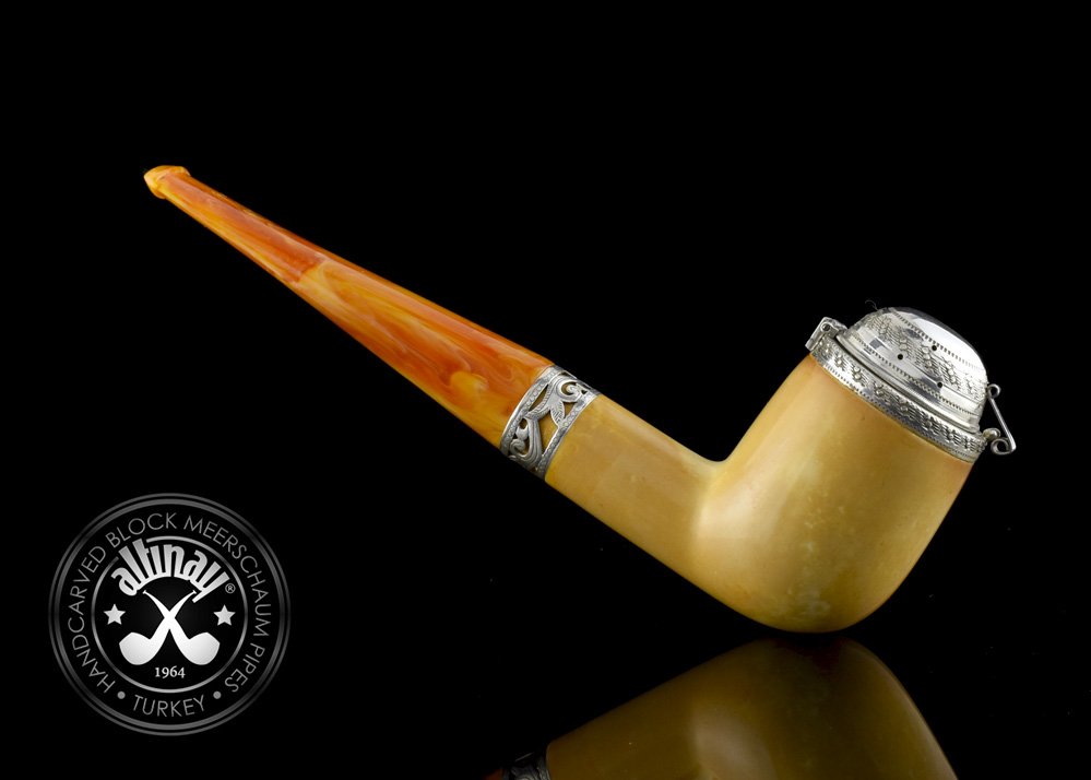 altinay-calcined-meerschaumpfeife-billiard-22812-silberdeckel image 3