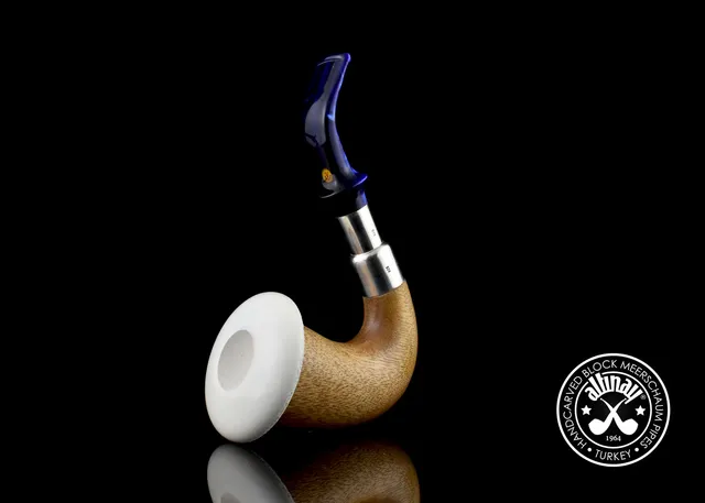 altinay-okoume-calabash-meerschaumpfeife-klein-silber-spigot image 1