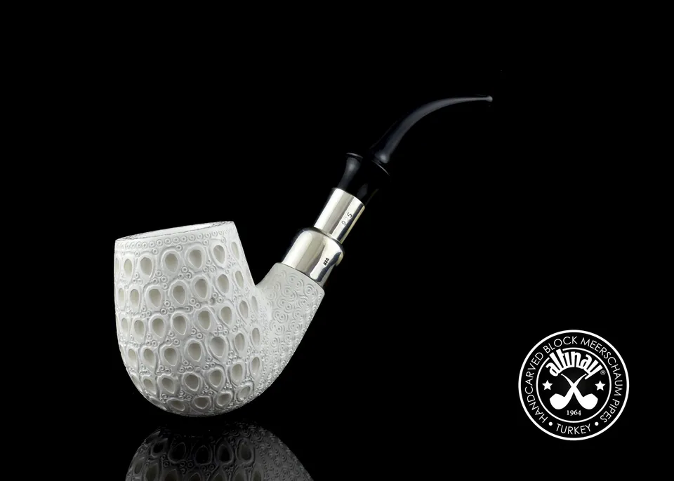 altinay-spigot-49851-bent-billiard-meerschaumpfeife-silber image 1