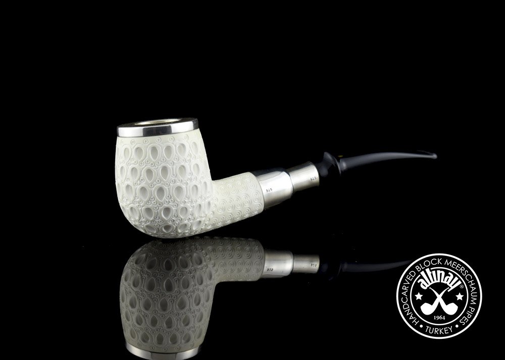 altinay-spigot-army-top-silver-bent-billiard-meerschaumpfeife-silber image 1
