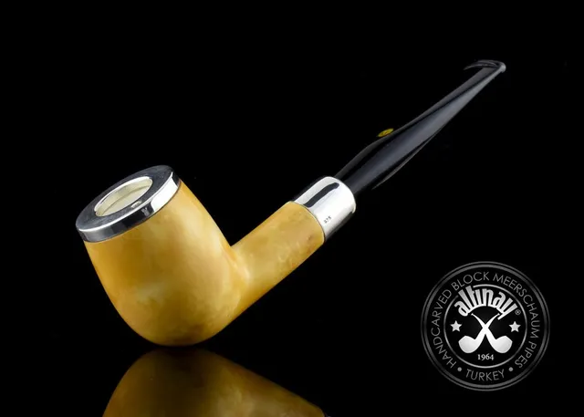 altinay-calcined-billiard-meerschaumpfeife-silver-army-cap image 1