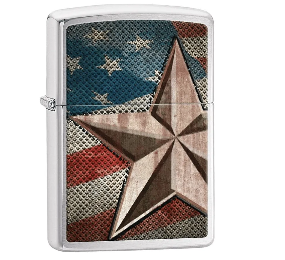 zippo-retro-star-feuerzeug-brushed-chrome-usa-flagge image 1