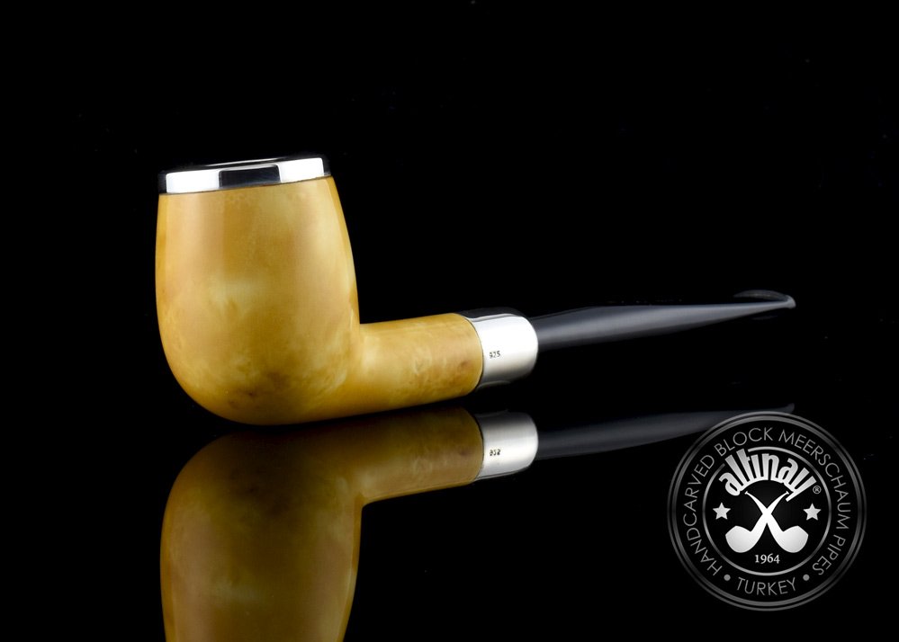 altinay-calcined-billiard-meerschaumpfeife-silver-army-cap image 2