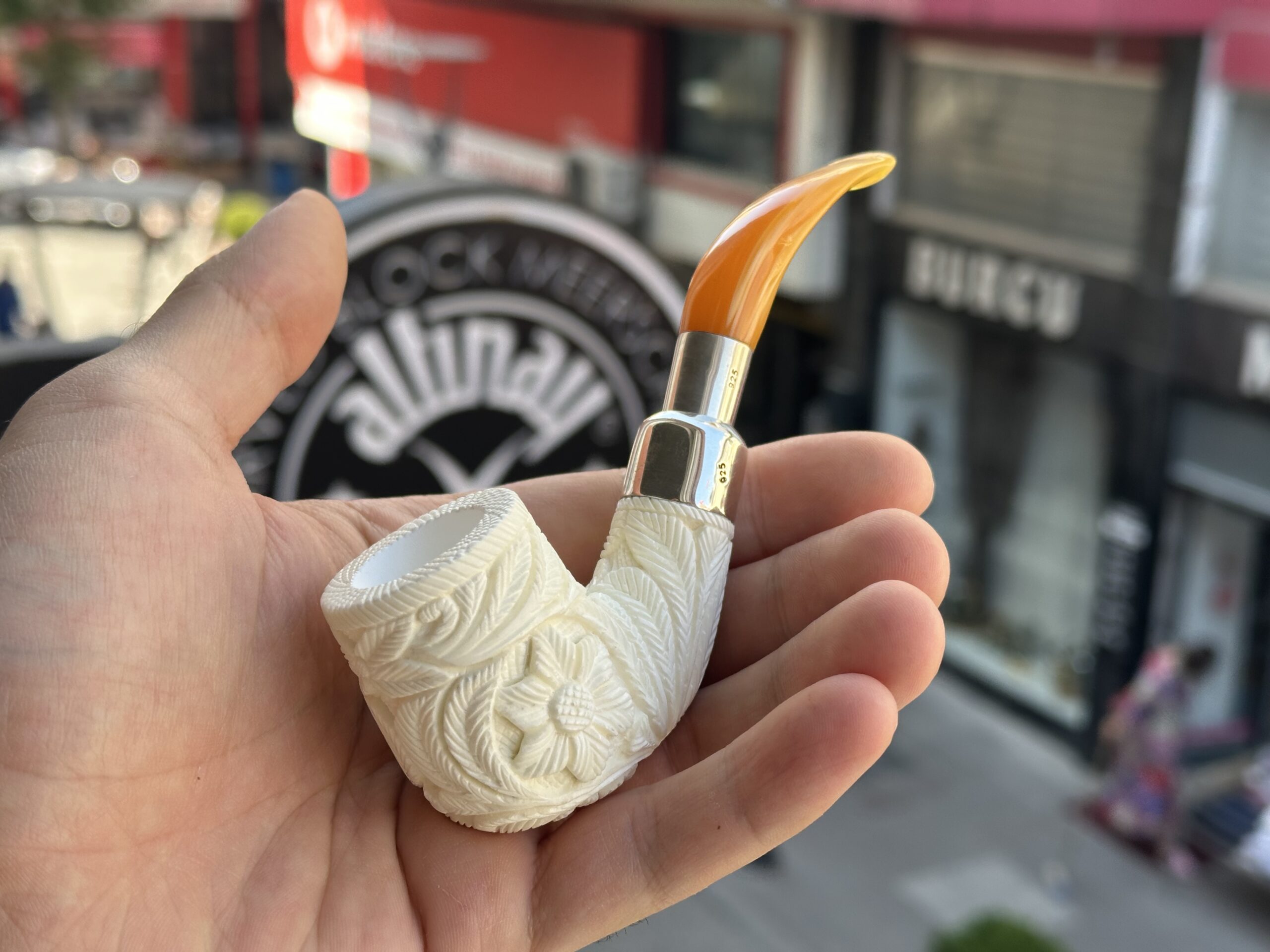 altinay-spigot-oom-paul-meerschaumpfeife-silber-gebogen image 1