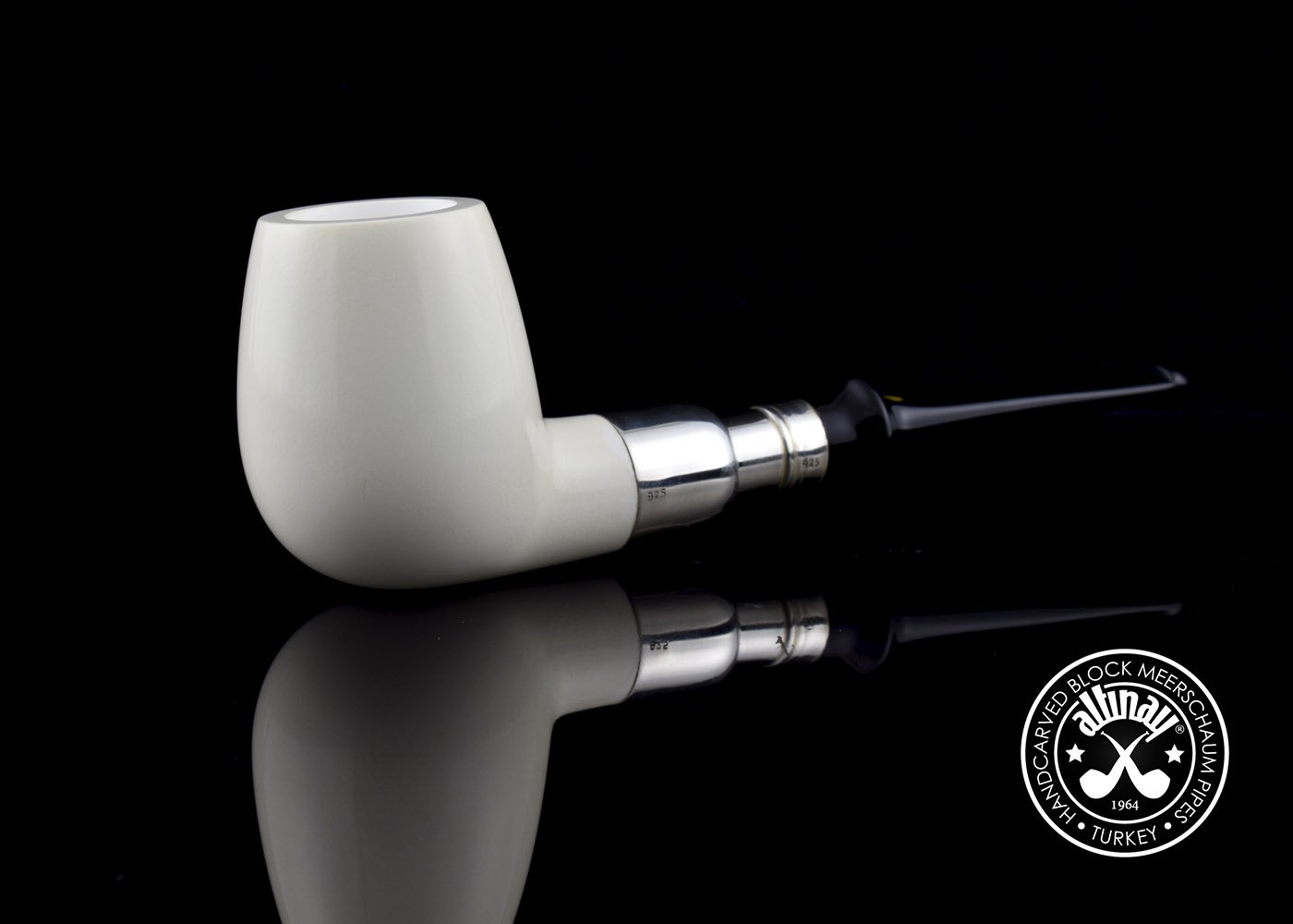 altinay-billiard-meerschaumpfeife-silber-spigot-tabakpfeife image 1
