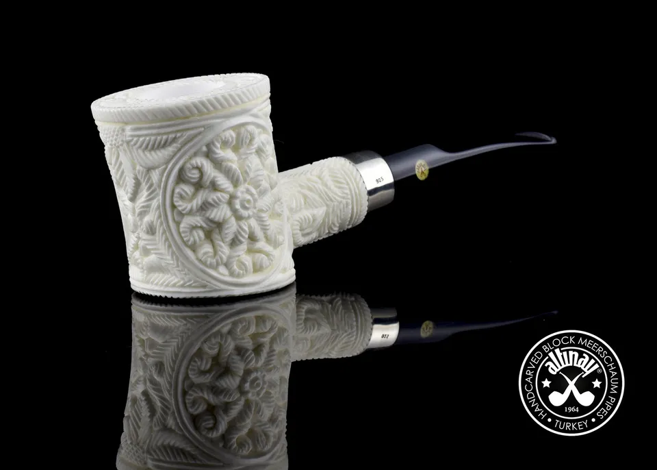 altinay-classic-poker-meerschaumpfeife-mit-silberring-natur image 1