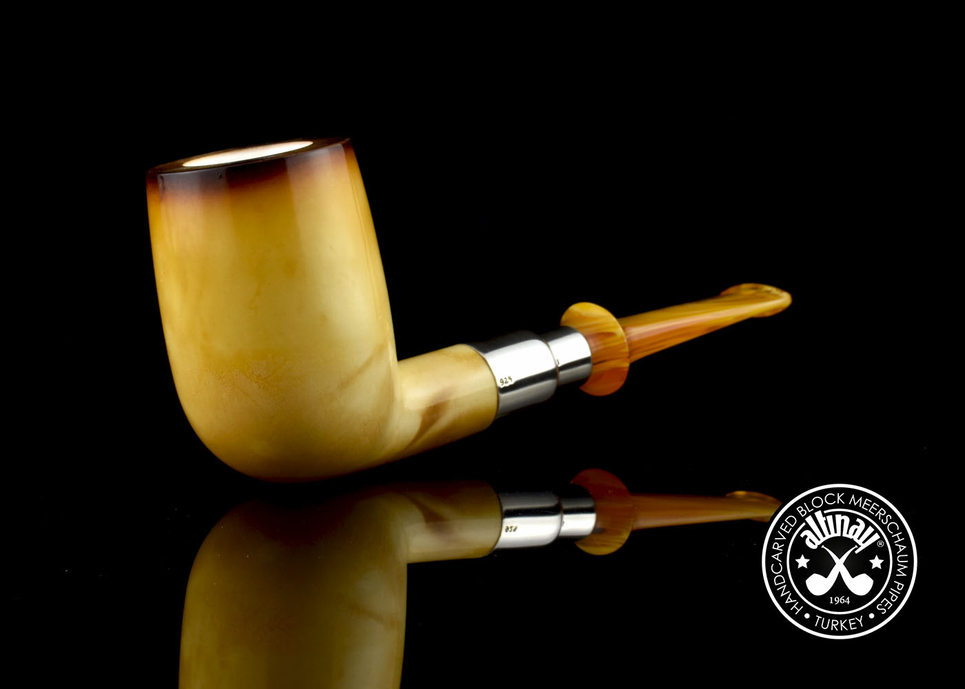 altinay-calcined-billiard-meerschaumpfeife-silber-spigot-wei image 2