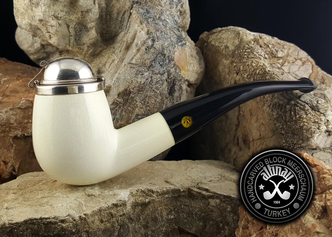 altinay-classic-bent-meerschaumpfeife-mit-silberdeckel image 2