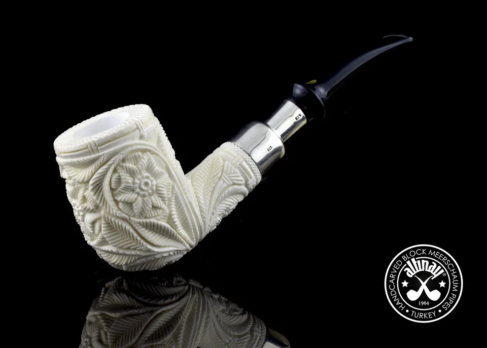 altinay-bent-billiard-silver-spigot-meerschaumpfeife image 1