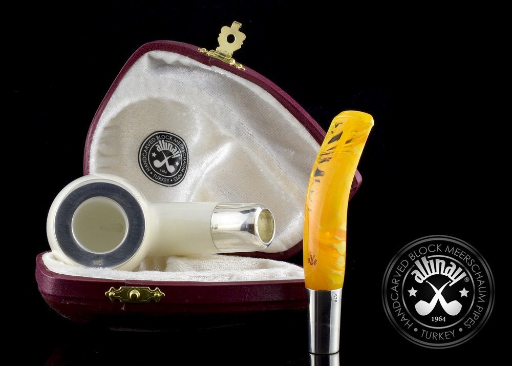 altinay-spigot-bent-billiard-meerschaumpfeife-silber-4 image 6