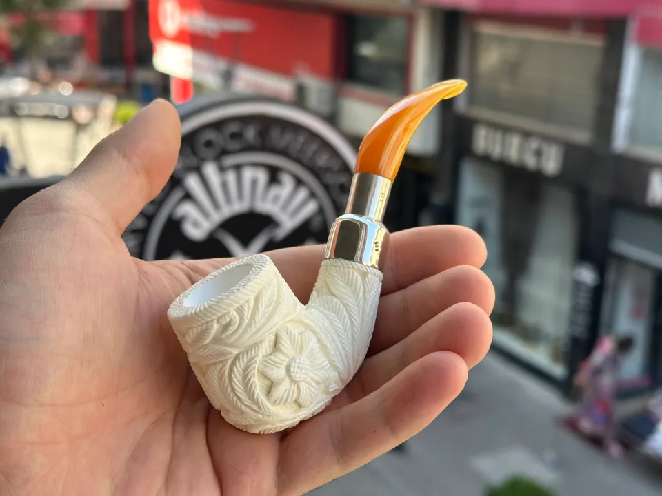 altinay-spigot-oom-paul-meerschaumpfeife-silber-gebogen image 1