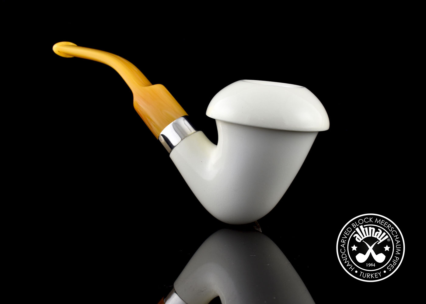altinay-calabash-meerschaumpfeife-silberband-gebogen image 2
