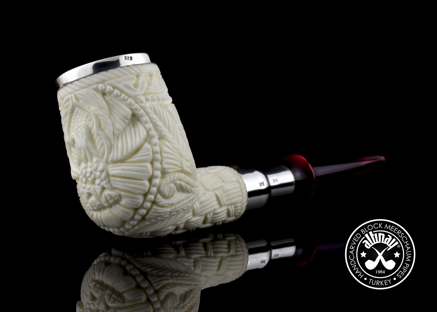 altinay-eagle-s-claw-billiard-spigot-meerschaumpfeife-adler-silberring image 7