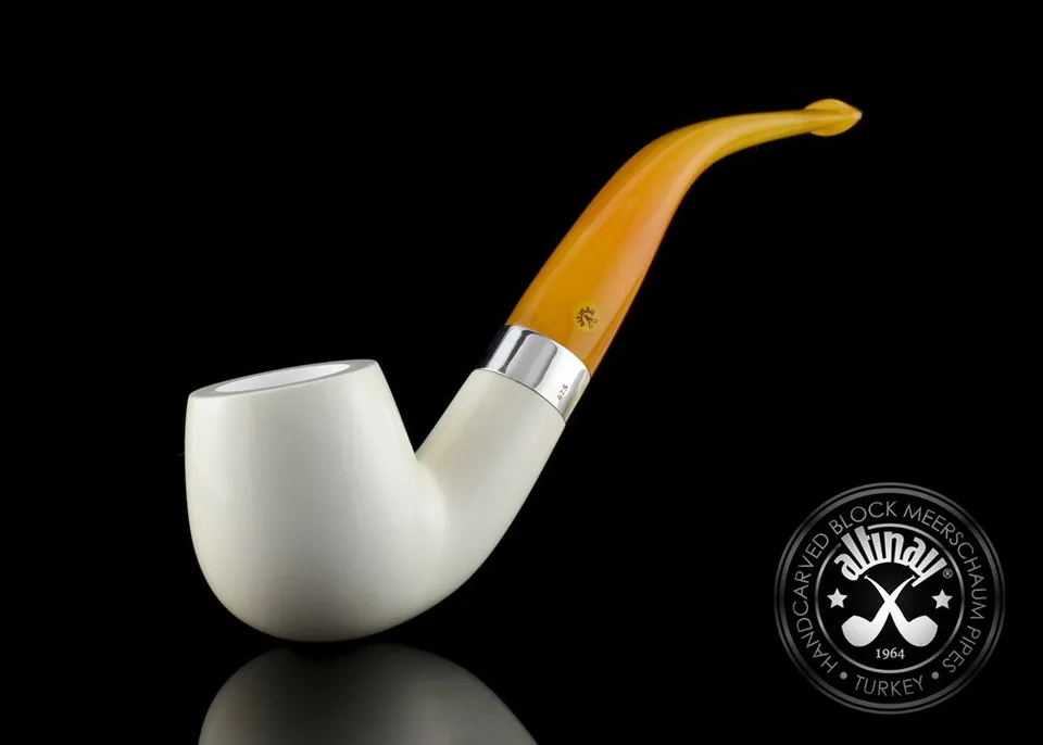 altinay-classic-bent-billiard-meerschaumpfeife-silberring-acryl image 1
