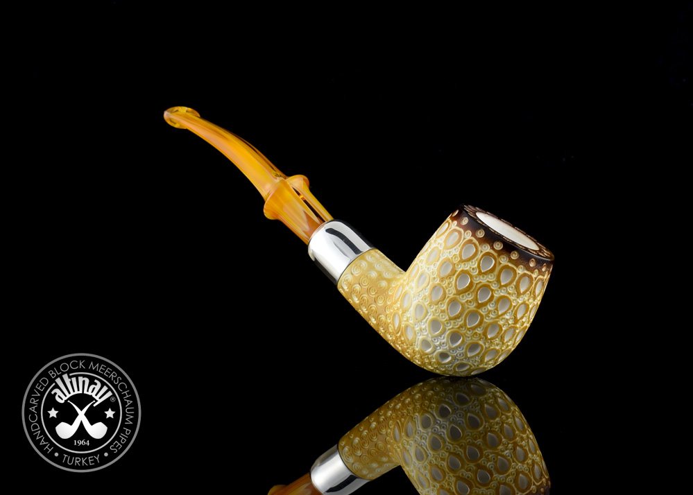 altinay-calcined-23259-bent-billiard-meerschaumpfeife-silver-army image 1