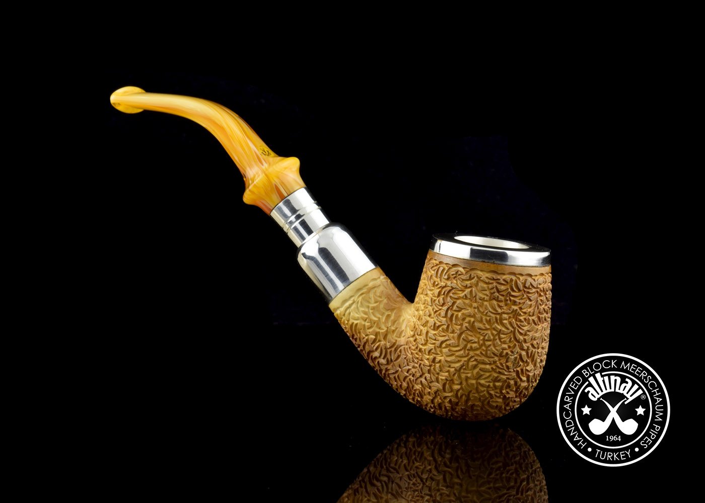 altinay-spigot-bent-billiard-meerschaumpfeife-silber-top image 3