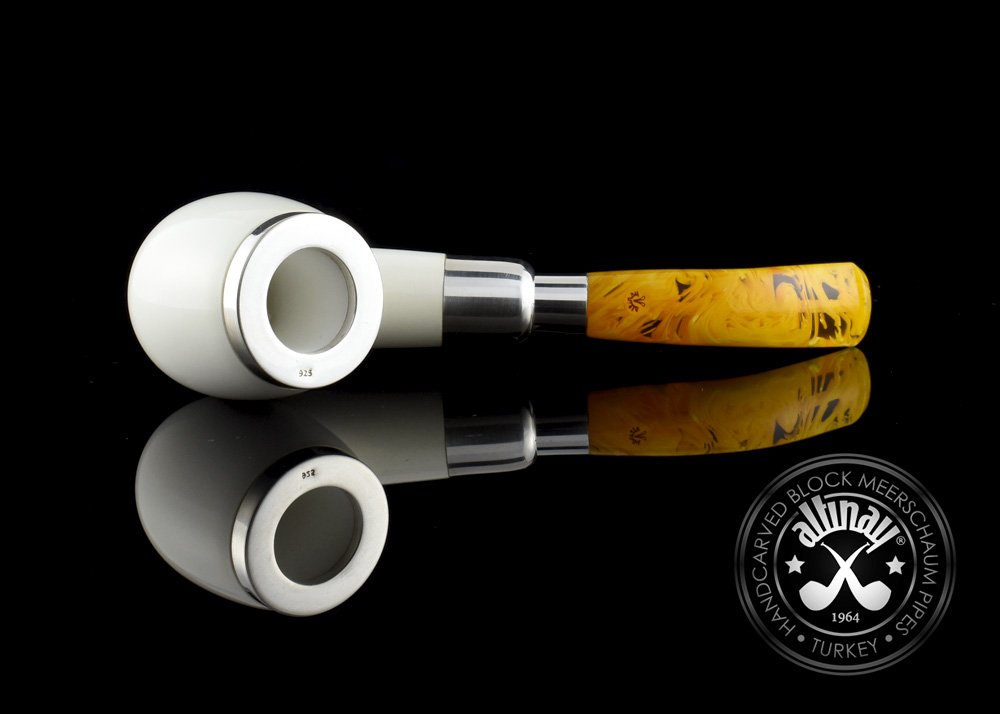 altinay-spigot-bent-billiard-meerschaumpfeife-silber-4 image 5