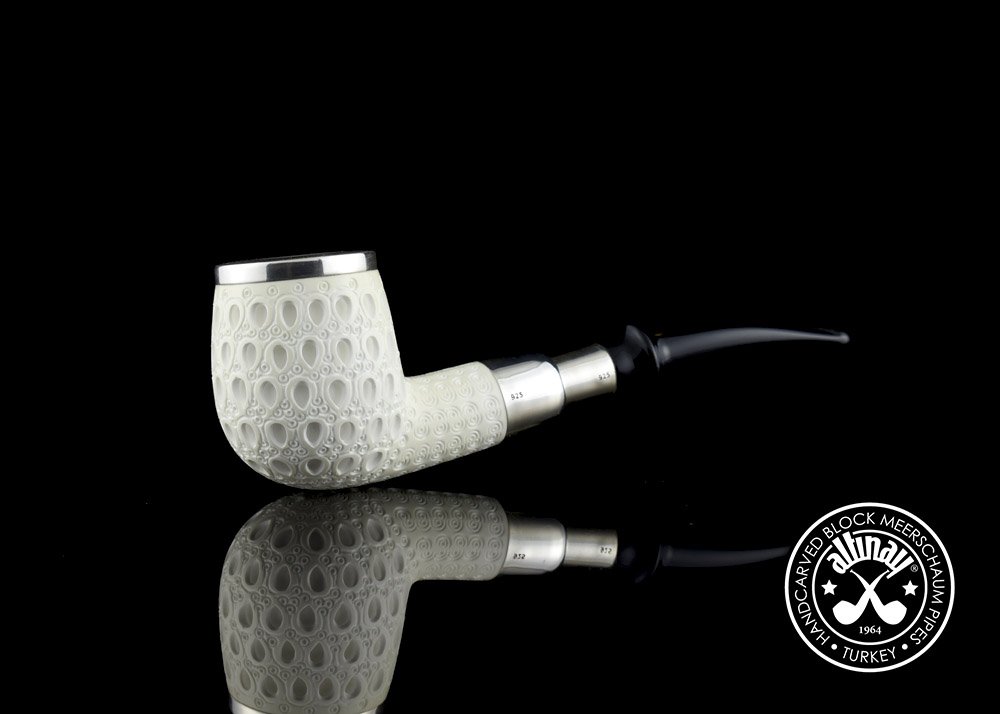 altinay-spigot-army-top-silver-bent-billiard-meerschaumpfeife-silber image 2
