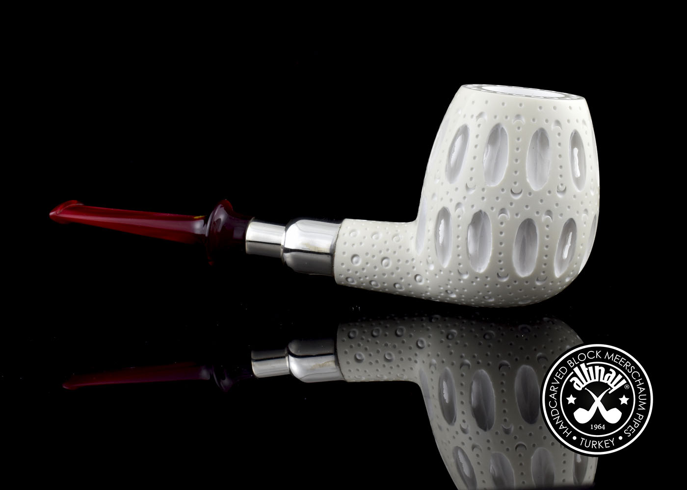 altinay-spigot-army-latticed-apple-meerschaumpfeife-silber image 3