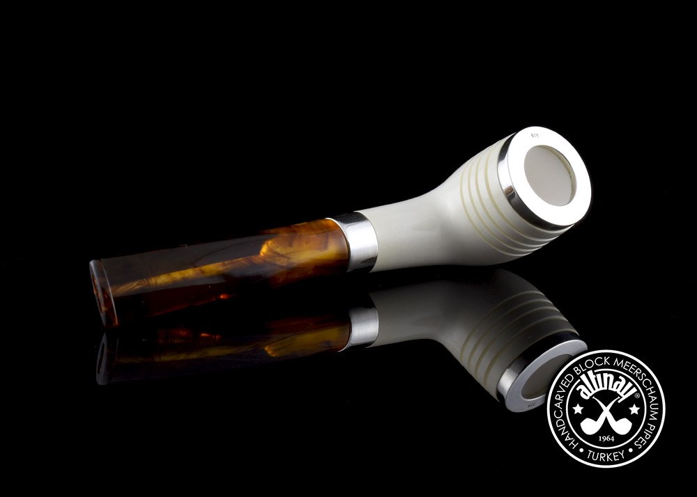 altinay-classic-quarter-bent-meerschaumpfeife-silberring image 3