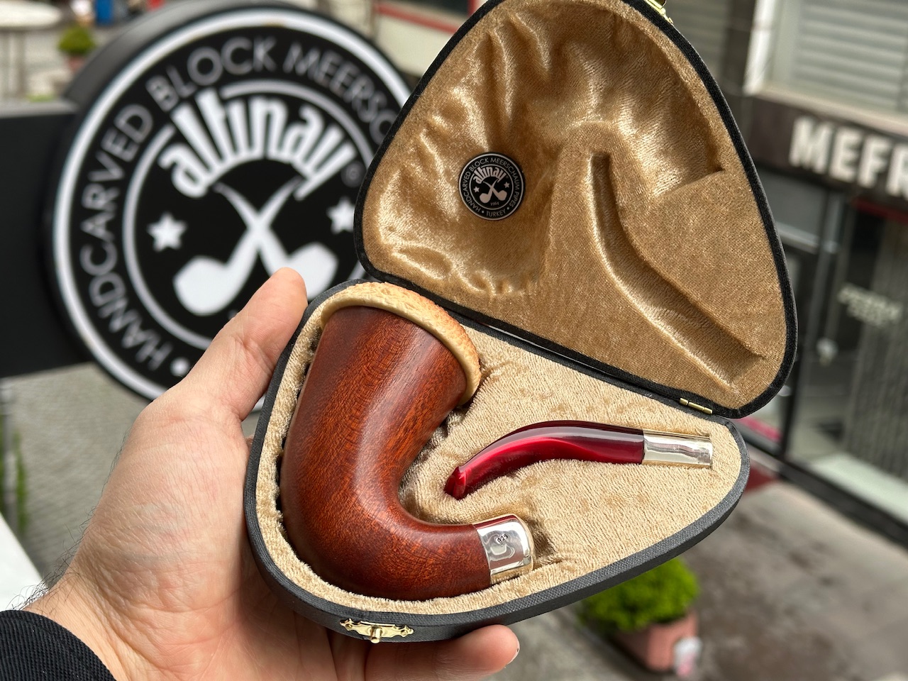 altinay-calabash-mahagoni-tabakpfeife-silber-meerschaum image 7