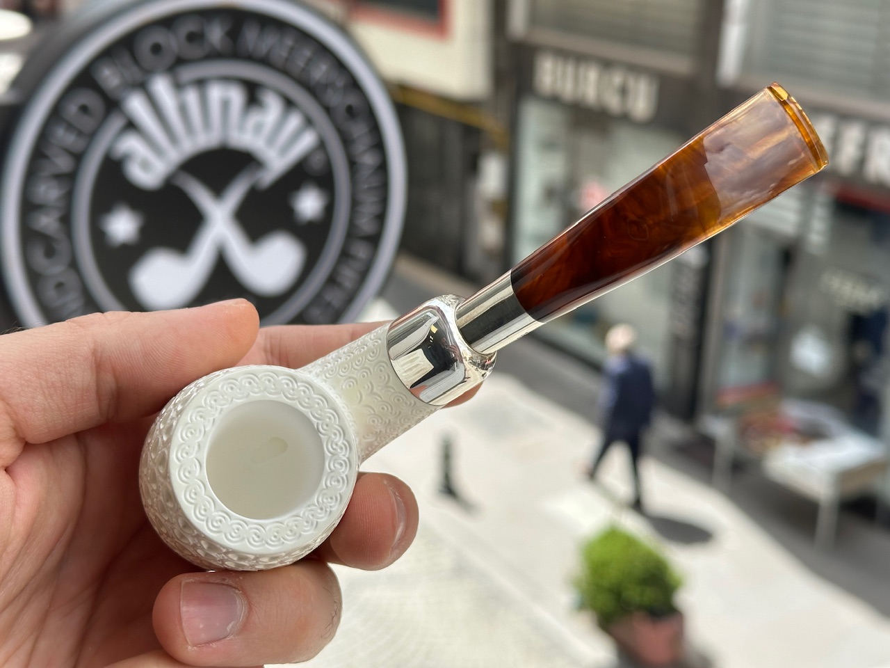 altinay-spigot-bent-billiard-meerschaumpfeife-silber-2 image 5