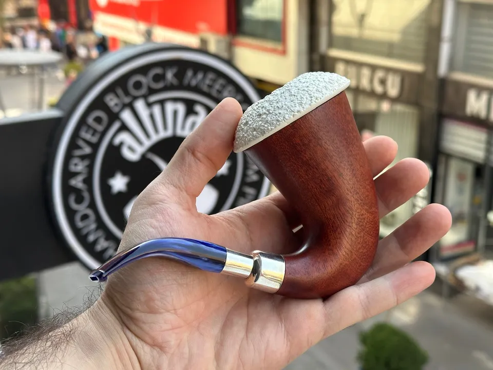 altinay-calabash-mahogany-silber-spigot-tabakpfeife-meerschaum image 1
