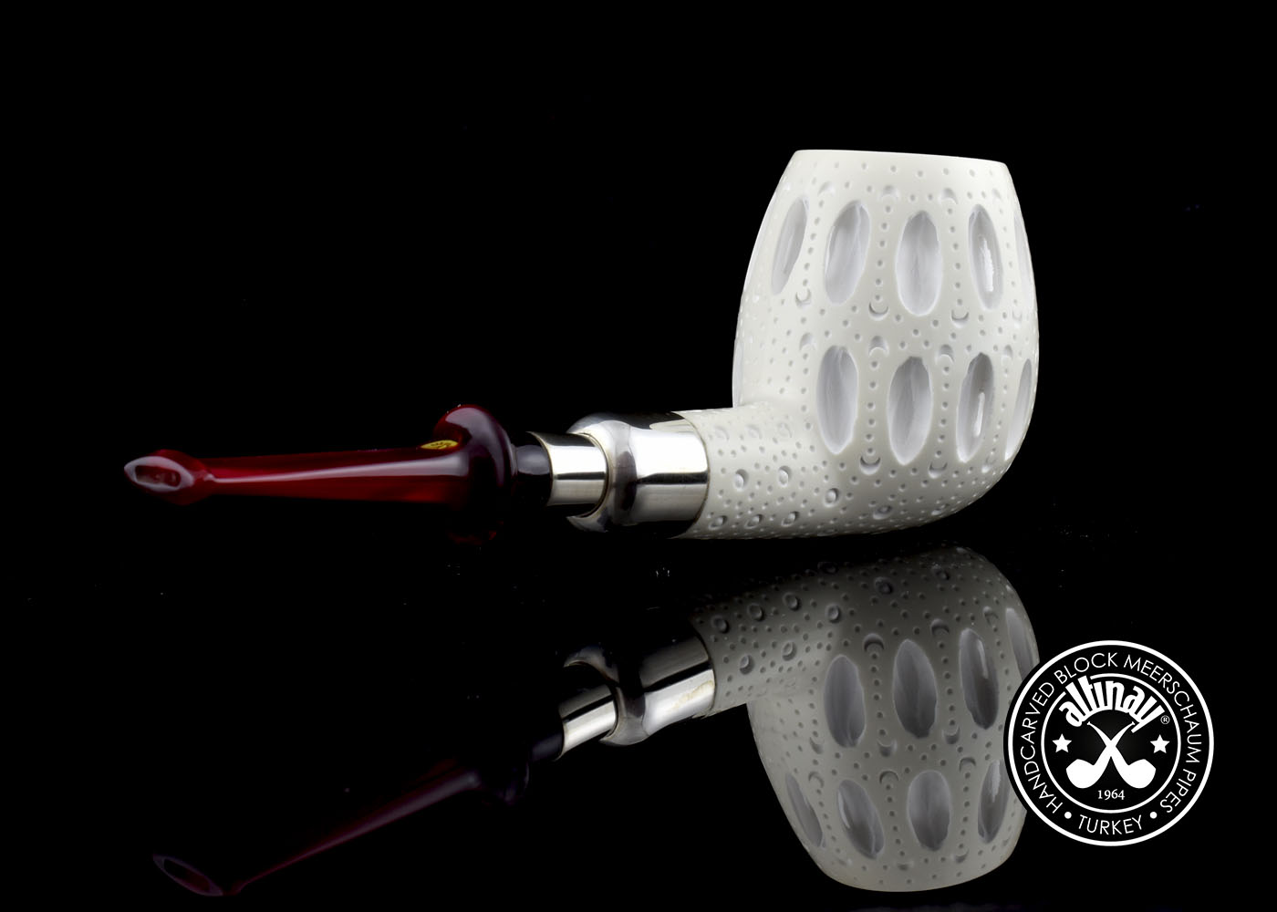 altinay-spigot-army-latticed-apple-meerschaumpfeife-silber image 4