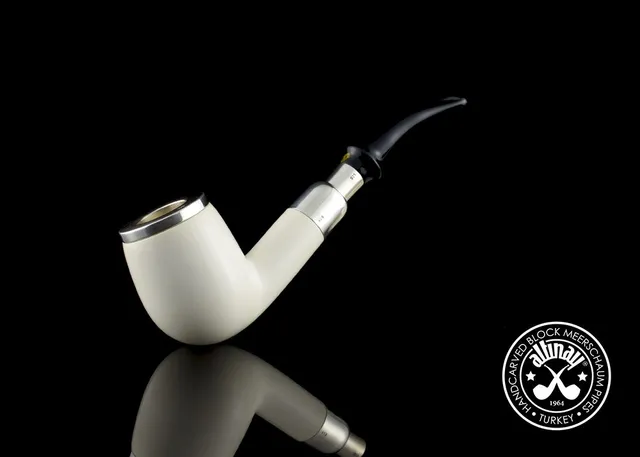 altinay-spigot-bent-billiard-meerschaumpfeife-silber-gebogen image 1