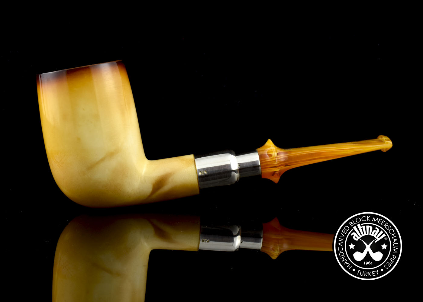 altinay-calcined-billiard-meerschaumpfeife-silber-spigot-wei image 3