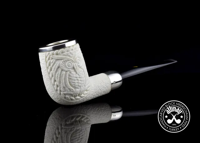 altinay-spigot-army-billiard-meerschaumpfeife-eule-silber image 1