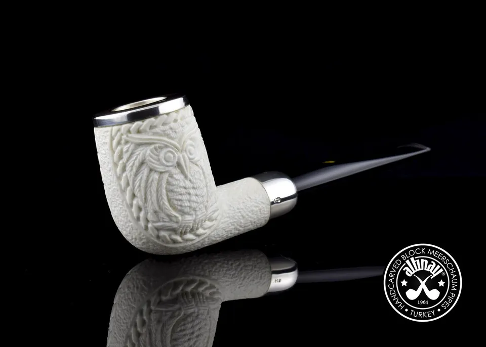 altinay-spigot-army-billiard-meerschaumpfeife-eule-silber image 1