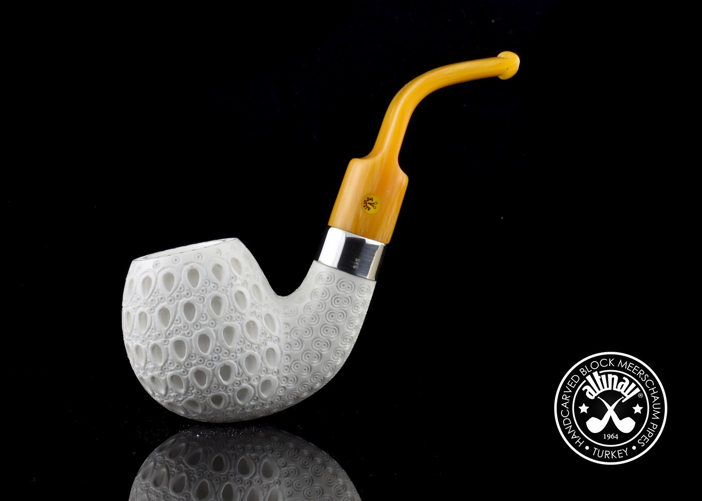 altinay-classic-bent-apple-meerschaumpfeife-silberring image 2