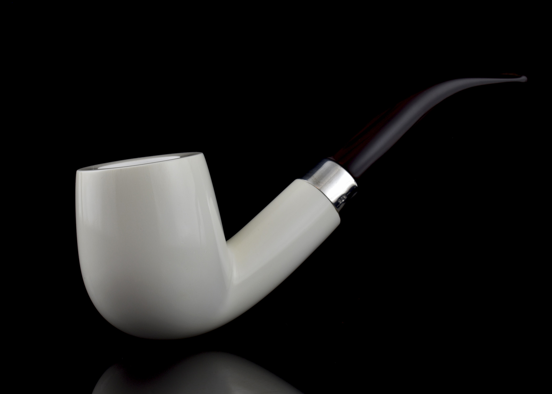 altinay-classic-bent-billiard-meerschaumpfeife-silberring image 2