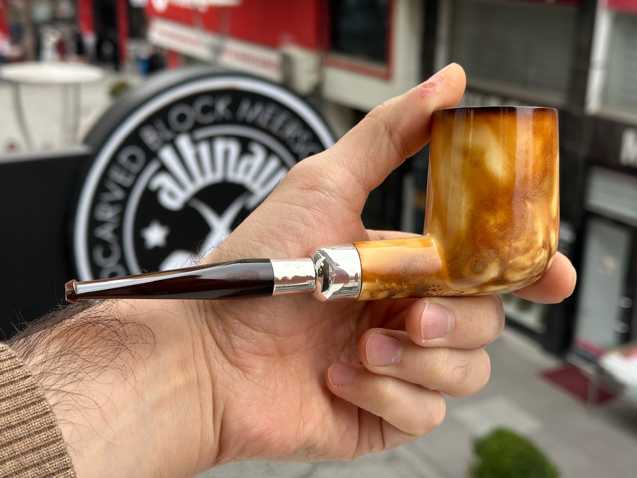 altinay-translucent-xl-billiard-silver-spigot-meerschaumpfeife image 3