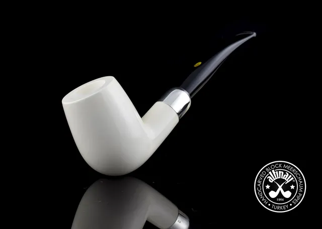 altinay-spigot-army-bent-billiard-pfeife-meerschaum-silber image 1