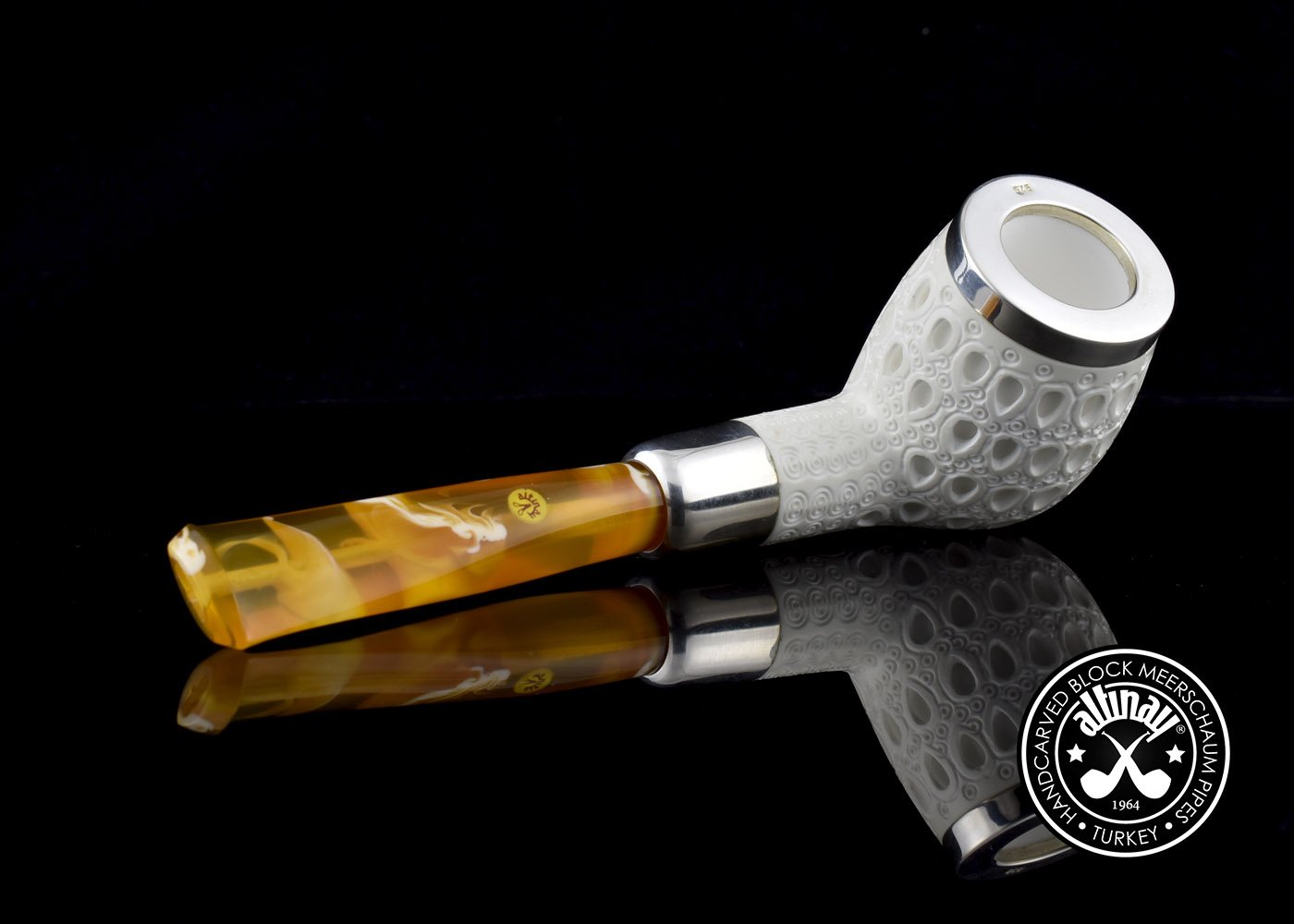 altinay-spigot-army-billiard-meerschaumpfeife-silber-doppel-mundst-ck image 4