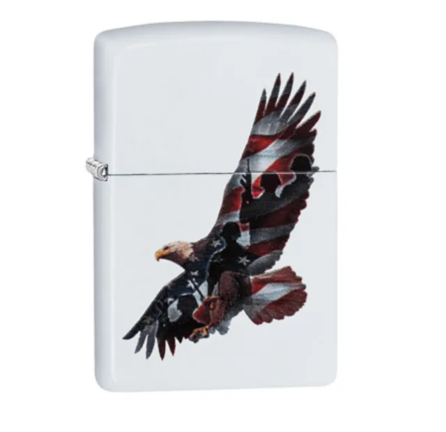 zippo-eagle-benzinfeuerzeug-white-matte-flagge image 1