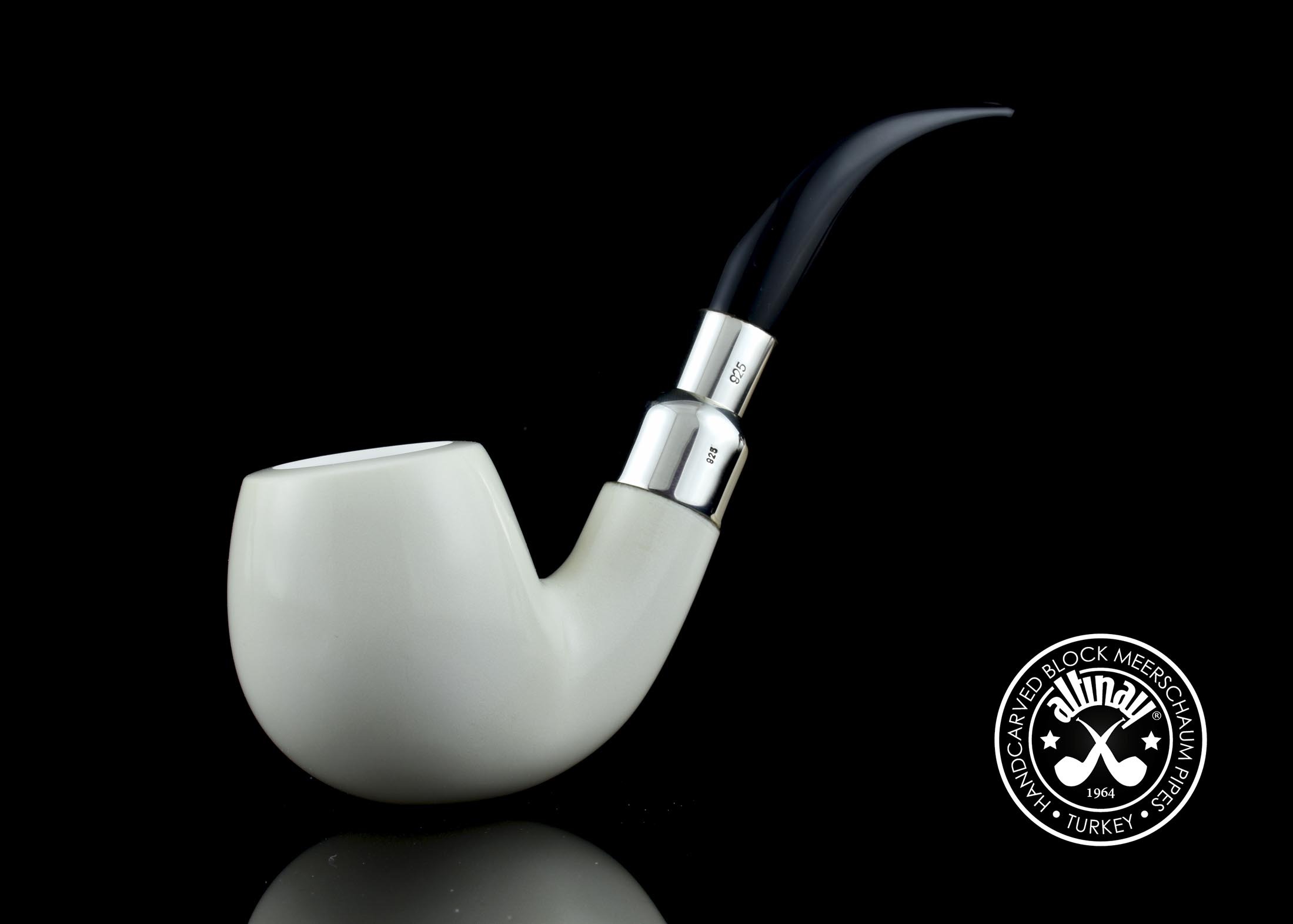 altinay-spigot-bent-billiard-meerschaumpfeife-silber-3 image 1