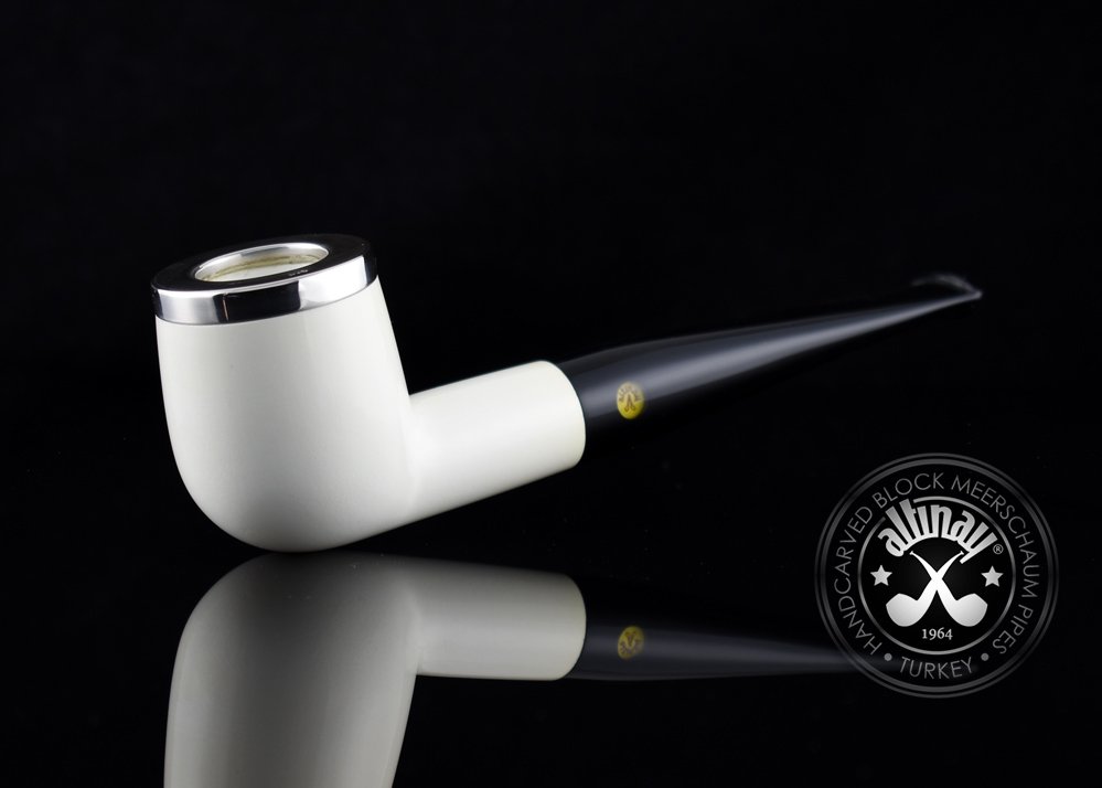 altinay-classic-pot-meerschaumpfeife-silber-kurze-tabakpfeife image 1