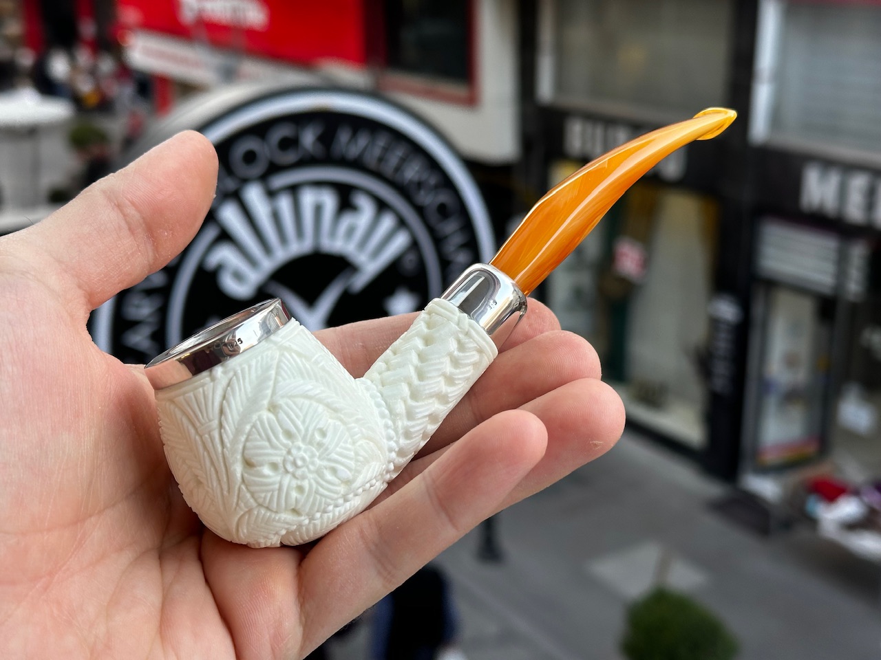 altinay-spigot-top-silver-apple-army-meerschaumpfeife-silberring image 1