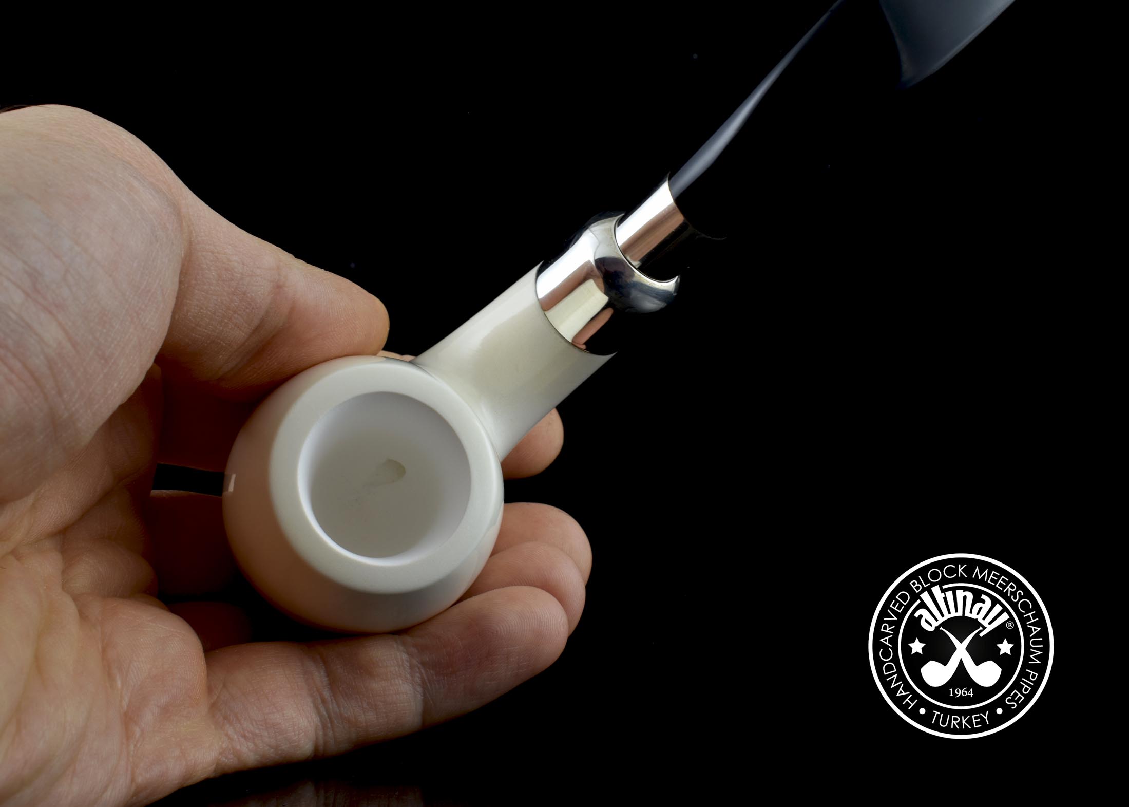 altinay-spigot-bent-billiard-meerschaumpfeife-silber-3 image 3