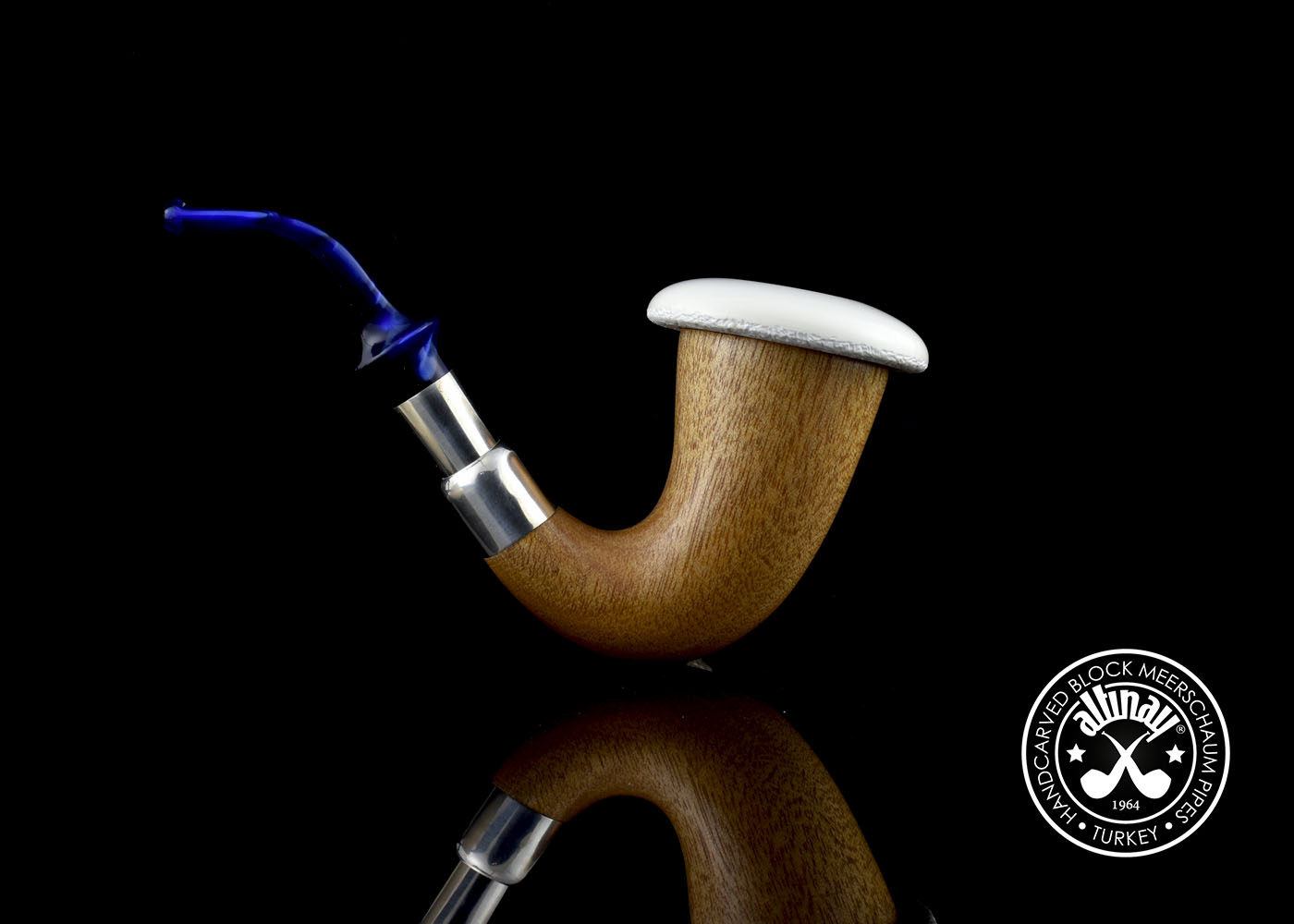 altinay-okoume-calabash-meerschaumpfeife-klein-silber-spigot image 5