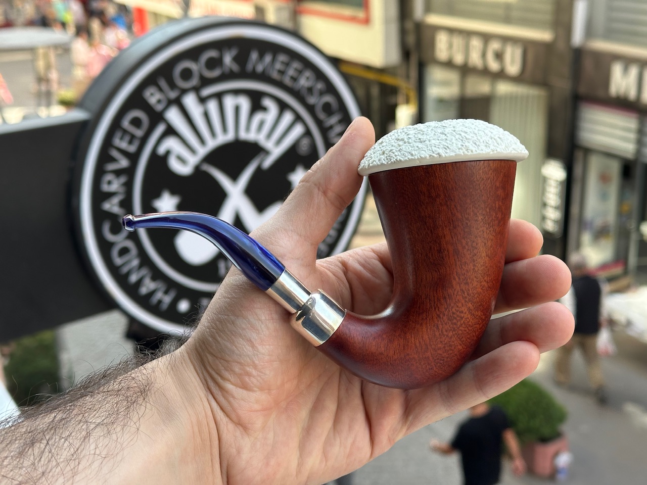 altinay-calabash-mahogany-silber-spigot-tabakpfeife-meerschaum image 4